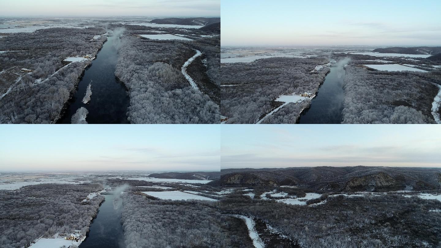 航拍黑龍江黑河五大連池航拍冬季